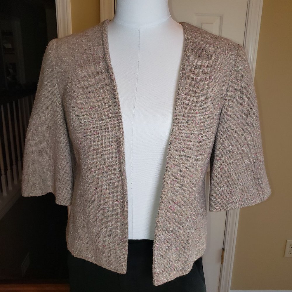 Beth Bowley 3/4 Sleeve Open Front Tweed Blazer Size 2
